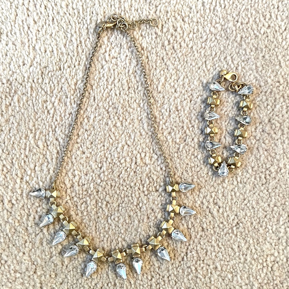 J Crew Gold Necklace and Bracelet Set
